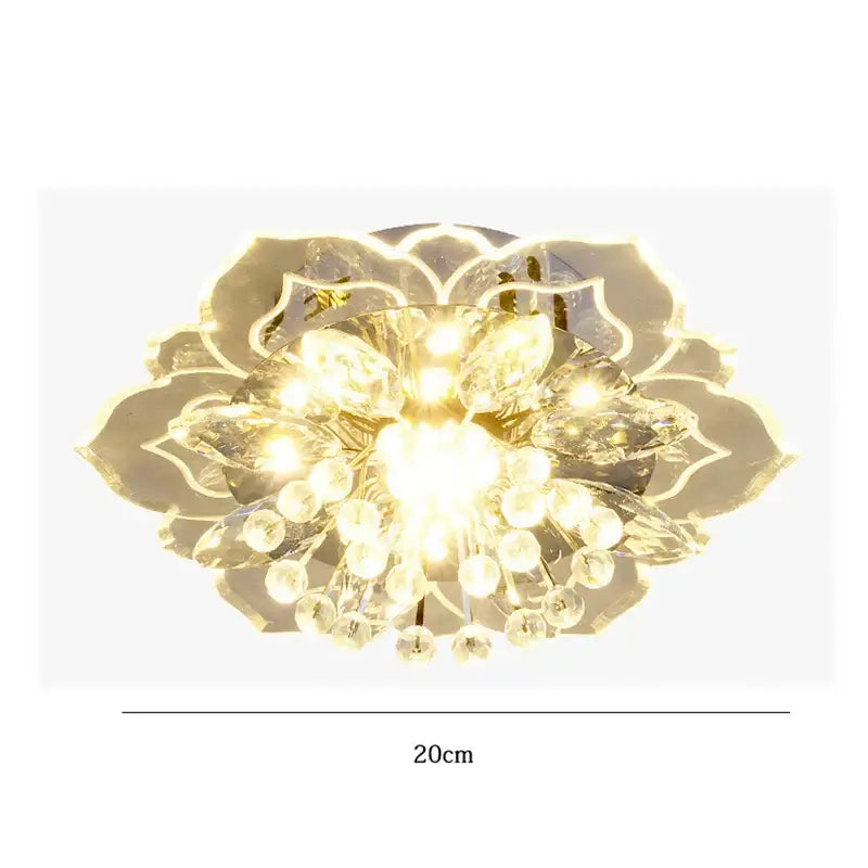 Gold-toned floral ceiling light fixture with crystal accents 20cm diameter for colorful living room lighting
