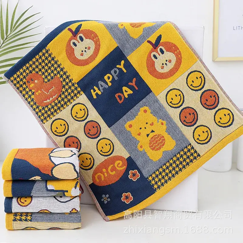 Colorful dinosaur cat gauze hand towels set of 4 plush patchwork decorbites cat gauze hand towels with cartoon animals