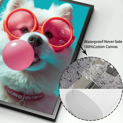 Colorful Dog Sunglasses Canvas Wall Art - Posters