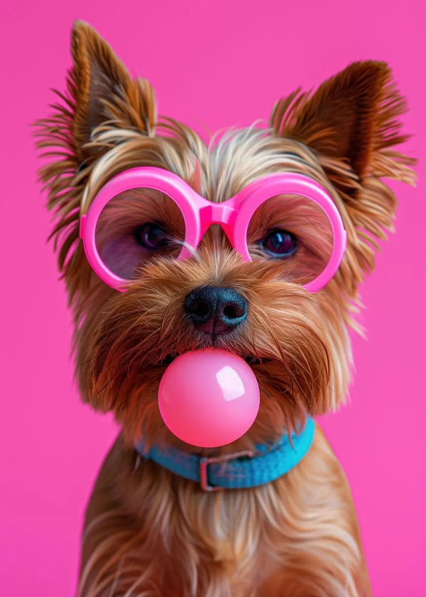 Colorful Dog Sunglasses Canvas Wall Art - Blue / 40x60cm No Frame - Posters