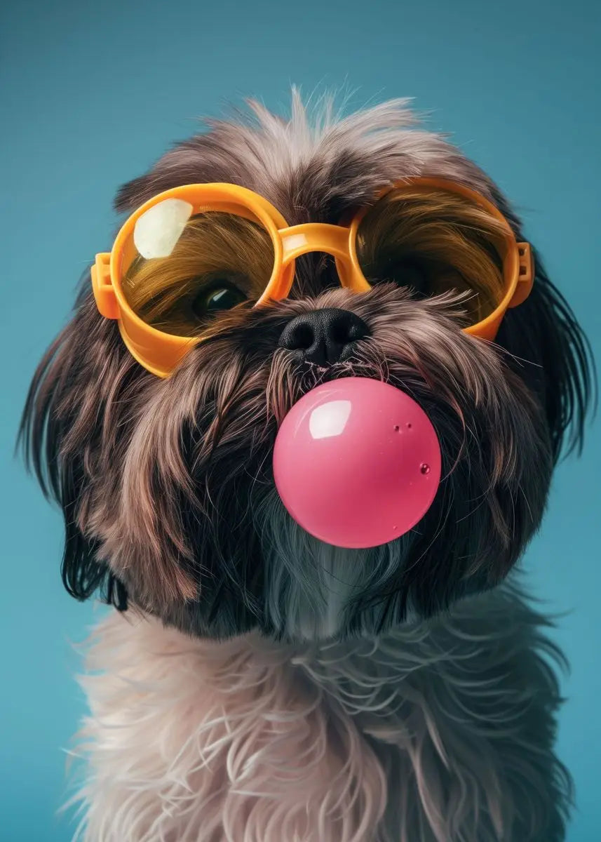 Colorful Dog Sunglasses Canvas Wall Art - Brown / 40x60cm No Frame - Posters