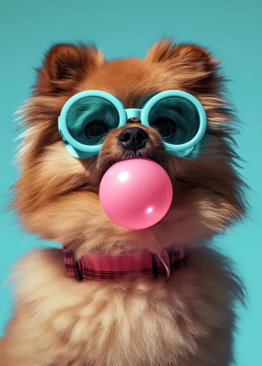 Colorful Dog Sunglasses Canvas Wall Art - Navy Blue / 20x30cm No Frame - Posters