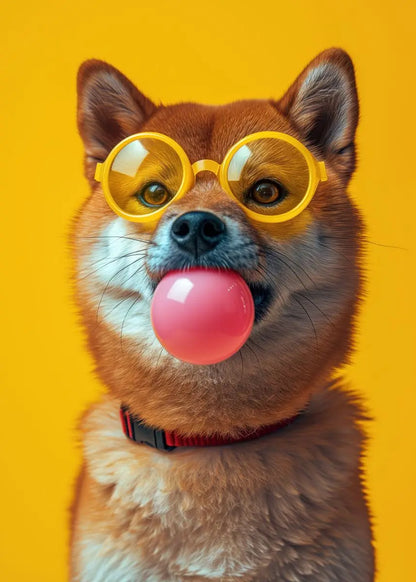 Colorful Dog Sunglasses Canvas Wall Art - plum / 20x30cm No Frame - Posters