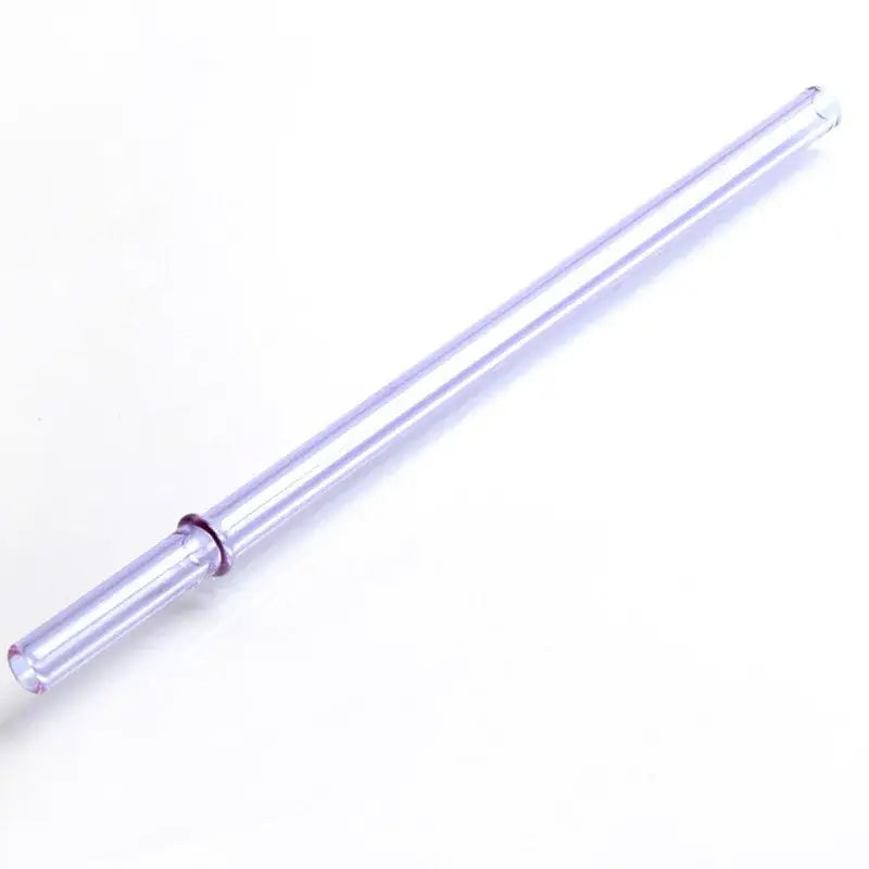 Clear glass bent straw with subtle purple tint and matching ring from decorbites glass bent set for reusable kitchen use