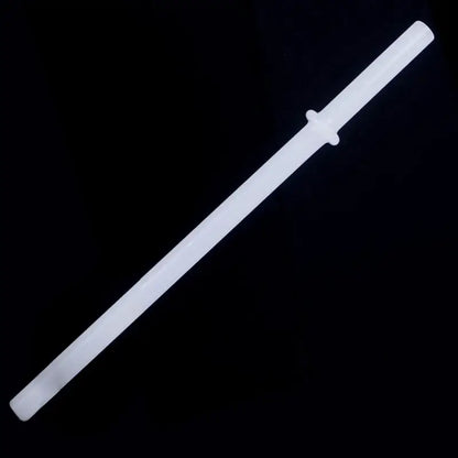 White plastic sword-shaped straw with minimalist design from decorbites glass bent reusable drinking straw set