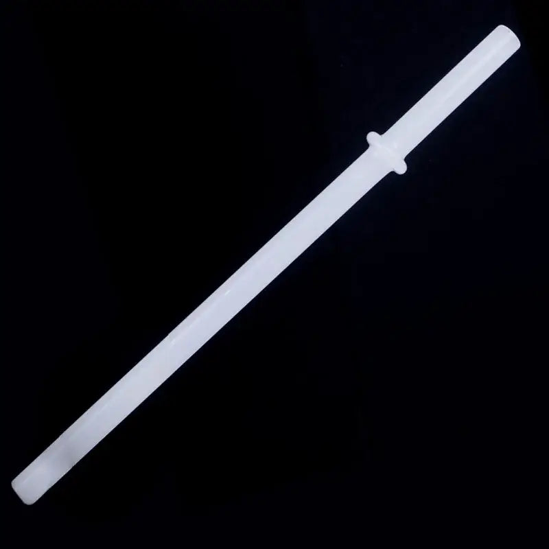 White plastic sword-shaped straw with minimalist design from decorbites glass bent reusable drinking straw set
