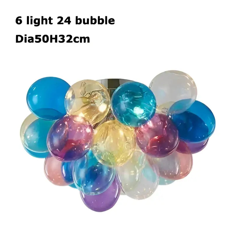 Colorful decorbites glass bubble chandelier pendant light with 24 translucent bubbles and six embedded lights for living room decor
