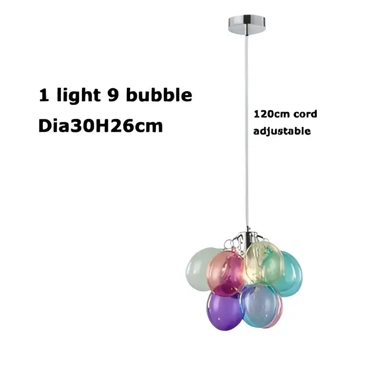 Colorful glass bubble chandelier pendant light with chrome finish and adjustable cord for living room decorbites pendant light