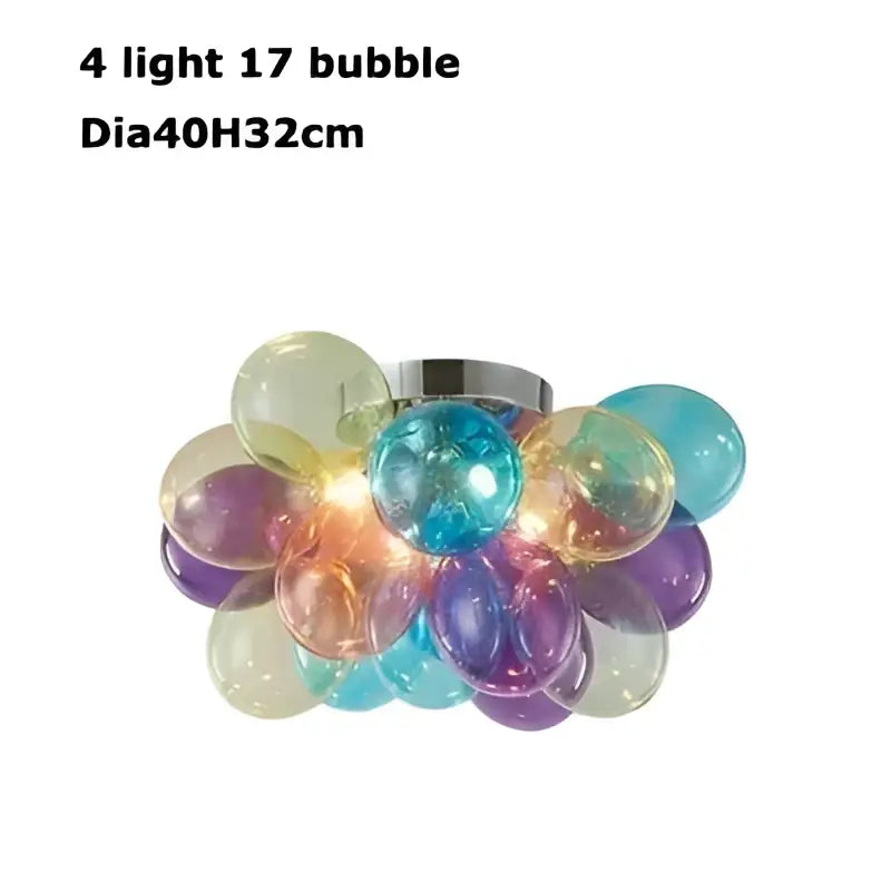 Colorful decorbites glass bubble chandelier pendant light with four lights and chrome base for living room decor