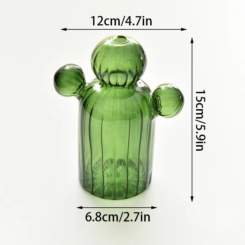 Colorful Glass Cactus Vase for Home Decor