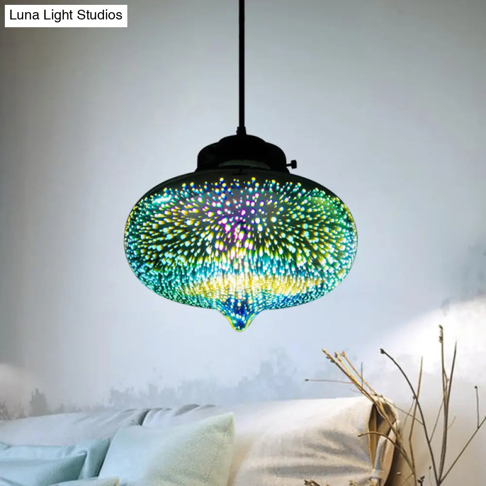 Colorful Glass Pendant Lamp with Chrome LED, Modern 3-D Design, Hanging Ceiling Lighting