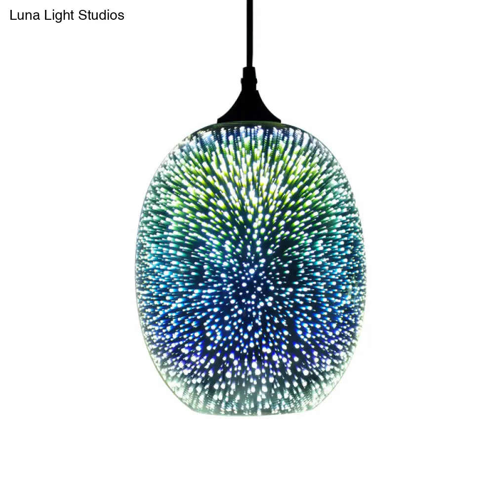 Colorful Glass Pendant Lamp with Chrome LED, Modern 3-D Design, Hanging Ceiling Lighting