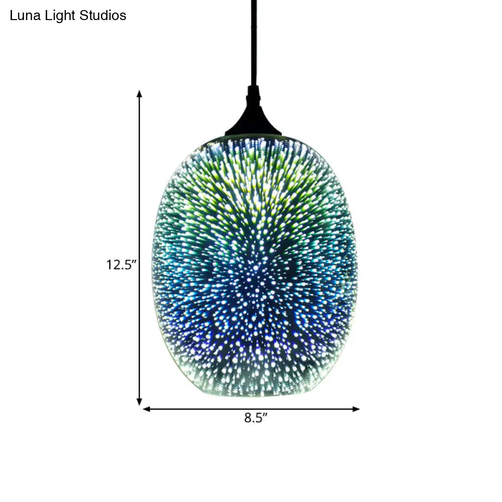 Colorful Glass Pendant Lamp with Chrome LED, Modern 3-D Design, Hanging Ceiling Lighting