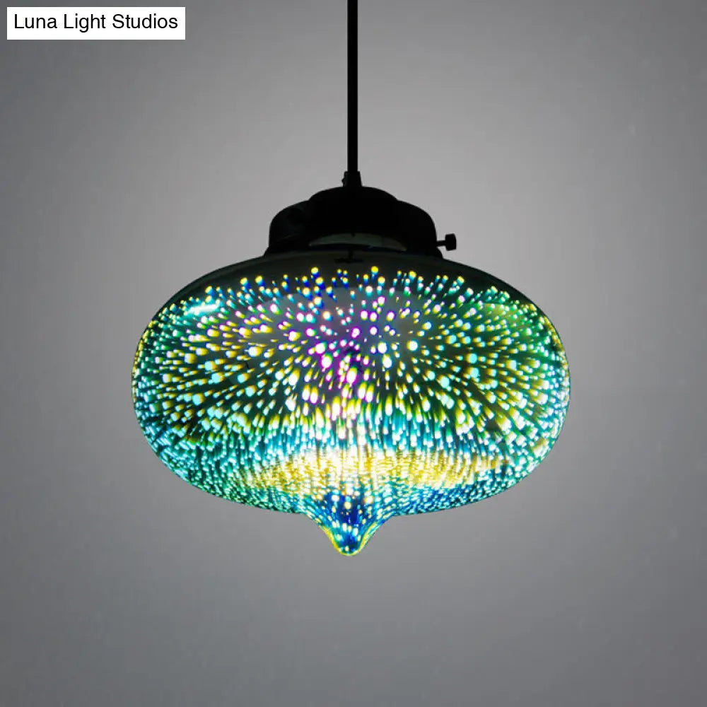 Colorful Glass Pendant Lamp with Chrome LED, Modern 3-D Design, Hanging Ceiling Lighting