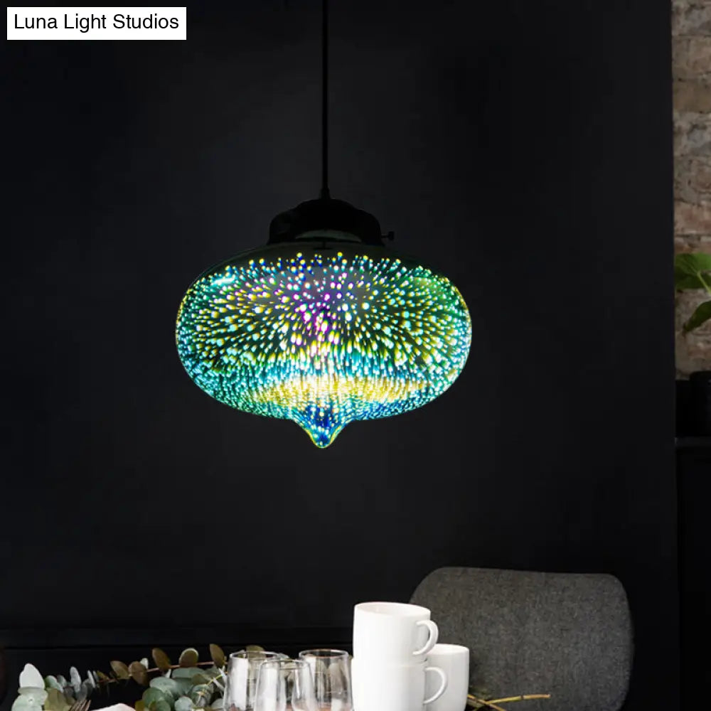 Colorful Glass Pendant Lamp with Chrome LED, Modern 3-D Design, Hanging Ceiling Lighting