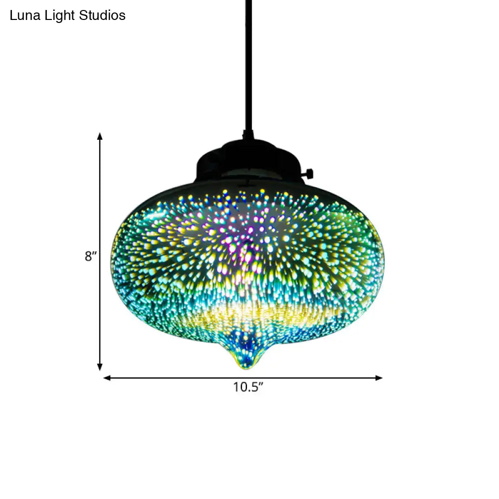 Colorful Glass Pendant Lamp with Chrome LED, Modern 3-D Design, Hanging Ceiling Lighting