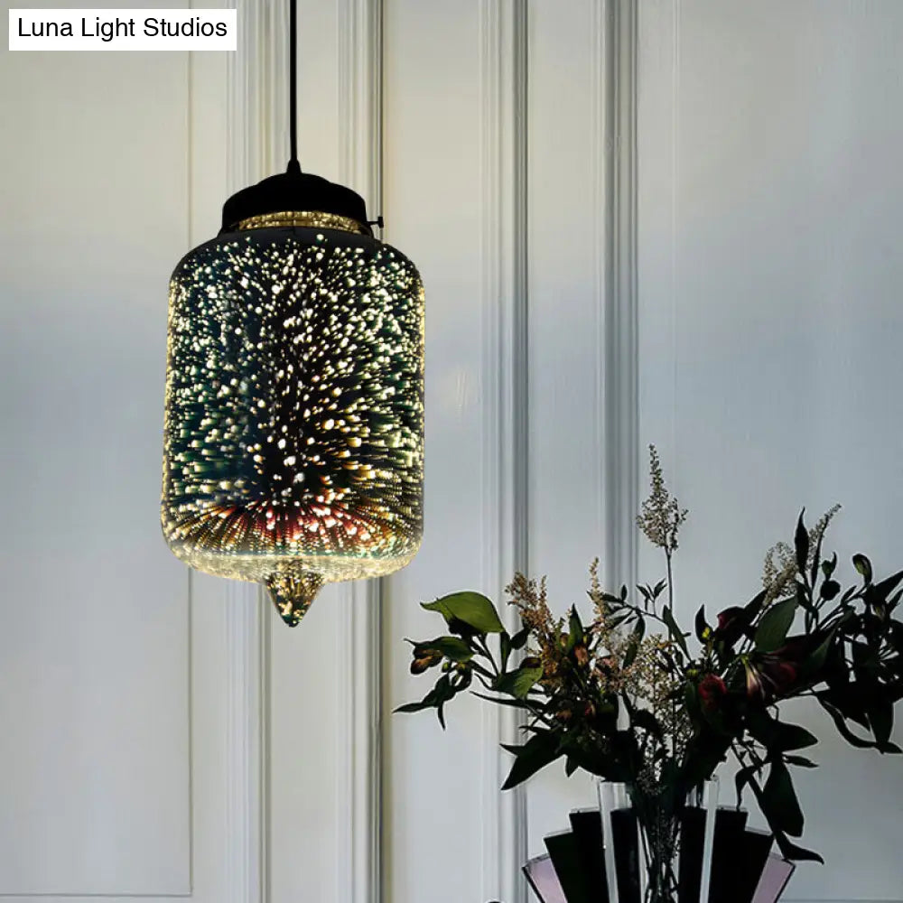 Colorful Glass Pendant Lamp with Chrome LED, Modern 3-D Design, Hanging Ceiling Lighting