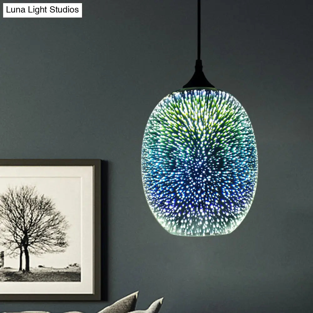 Colorful Glass Pendant Lamp with Chrome LED, Modern 3-D Design, Hanging Ceiling Lighting