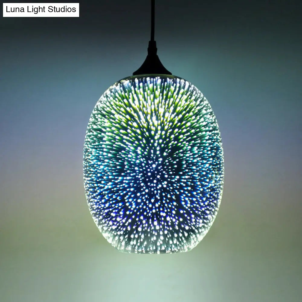 Colorful Glass Pendant Lamp with Chrome LED, Modern 3-D Design, Hanging Ceiling Lighting