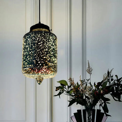 Colorful Glass Pendant Lamp with Chrome LED, Modern 3-D Design, Hanging Ceiling Lighting