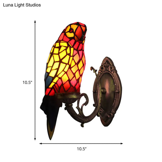 Colorful Glass Tiffany Parrot Wall Sconce: Stylish Indoor Wall Mount Light for Corridors