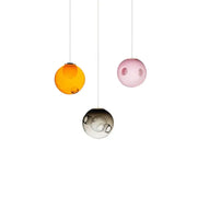 Three colorful glaze glass pendant lights in vibrant orange pink and gray with bubble decor for nursery decorbites colorful glaze