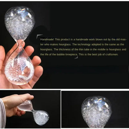 Clear glass decorbites bubble dream hourglass with intricate crystalline design and colorful glitter for kids bedroom decor