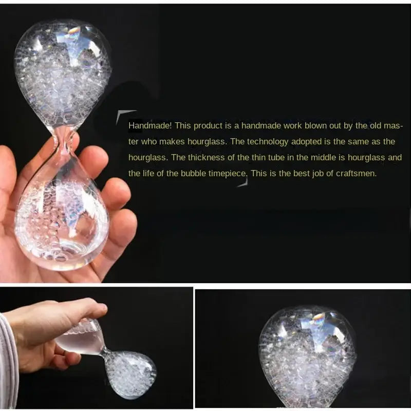 Clear glass decorbites bubble dream hourglass with intricate crystalline design and colorful glitter for kids bedroom decor