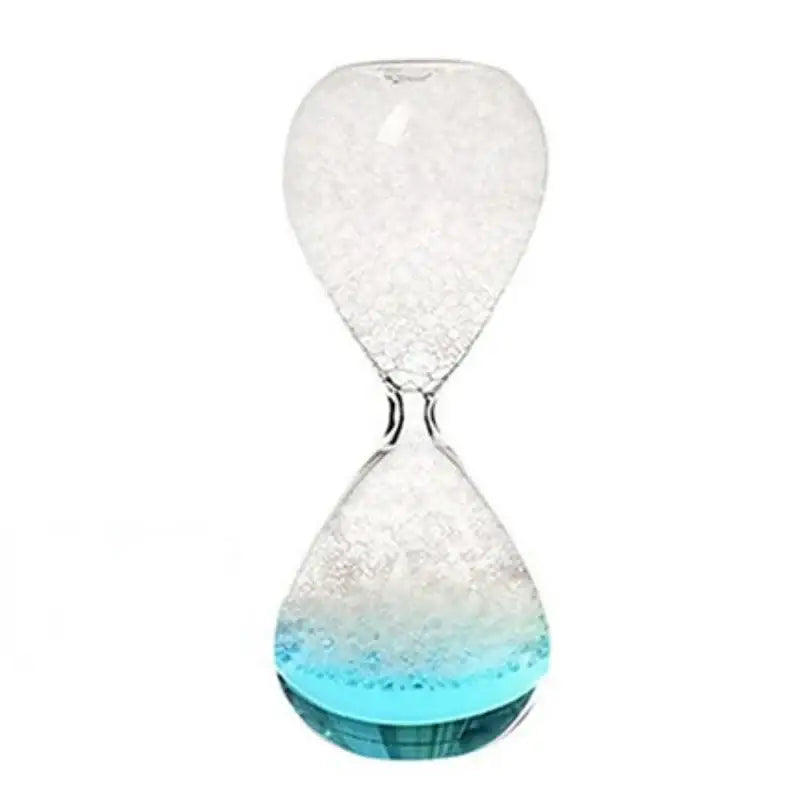 Heart-shaped glass decorbites bubble dream hourglass with white sand and blue liquid for kids bedroom decor