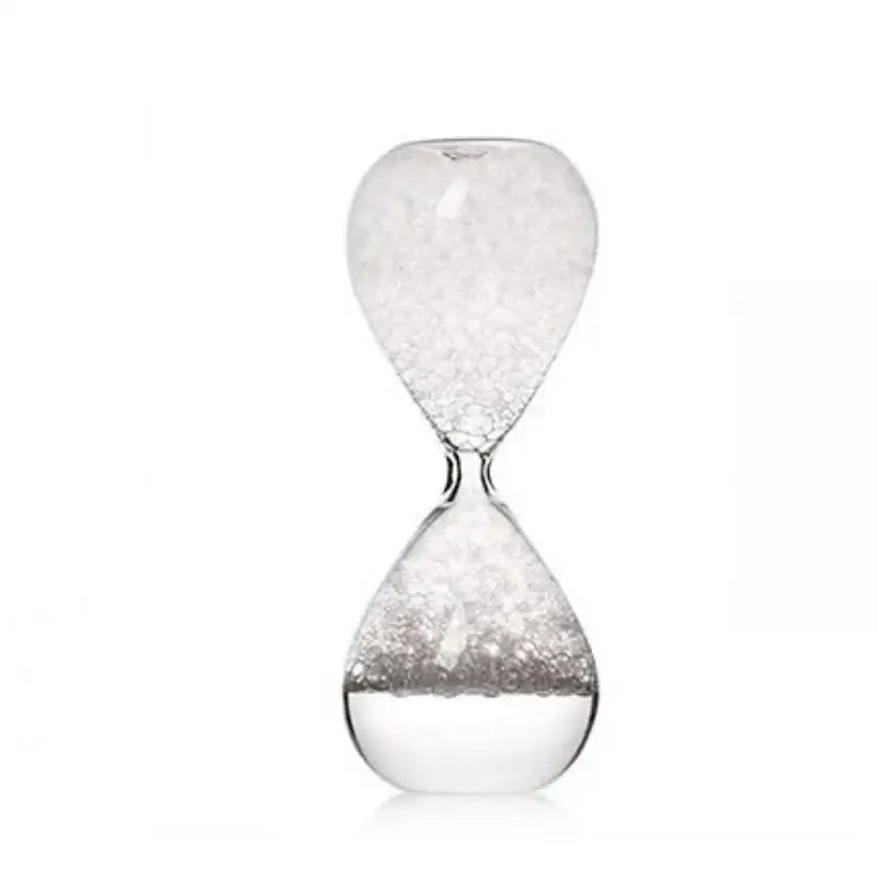 Clear glass decorbites bubble dream hourglass with heart shapes and flowing silver glitter for kids bedroom decor