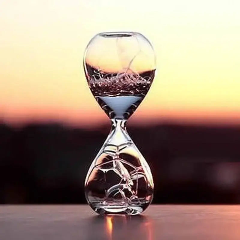 Clear glass decorbites bubble dream hourglass with intricate crackled design and swirling colorful glitter sand for kids bedroom decor