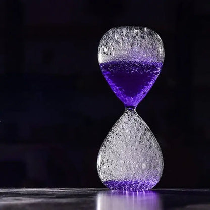 Translucent glass decorbites bubble dream hourglass with crackled surface and vibrant purple liquid for kids bedroom decor