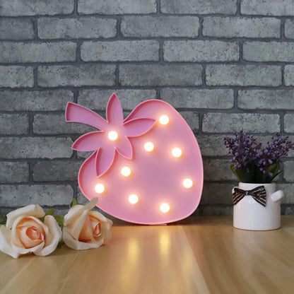 Colorful LED Fruit Shaped Table Lamp for Kids' Bedroom - Battery Operated Nightstand Light