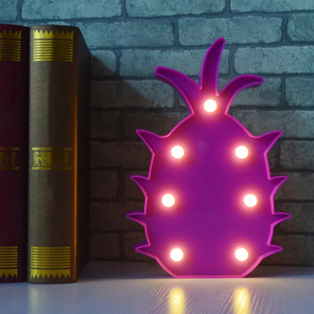 Colorful LED Fruit Shaped Table Lamp for Kids' Bedroom - Battery Operated Nightstand Light