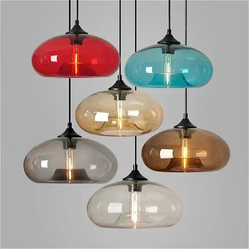 Colorful LED Glass Pendant Lights for Restaurant