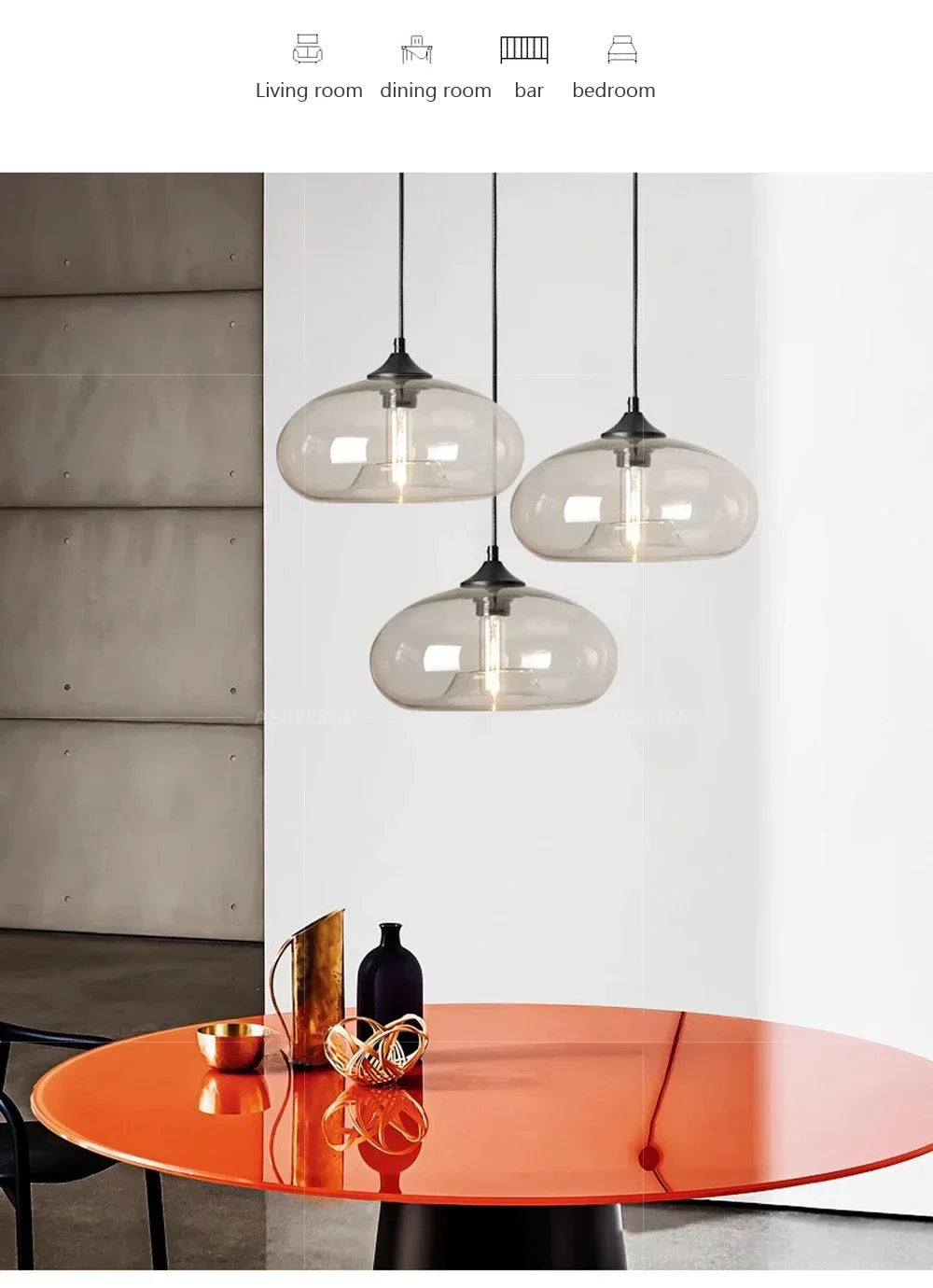 Colorful LED Glass Pendant Lights for Restaurant