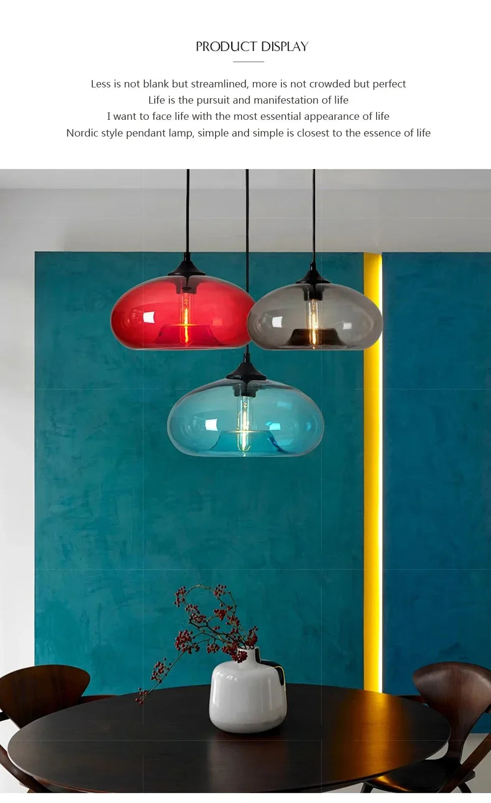 Colorful LED Glass Pendant Lights for Restaurant