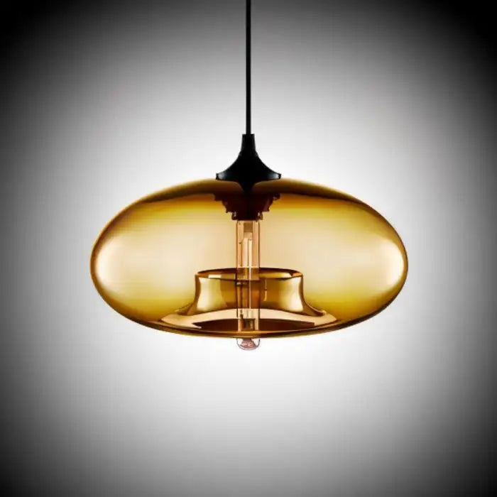 Colorful LED Glass Pendant Lights for Restaurant - Amber / warm light bulb