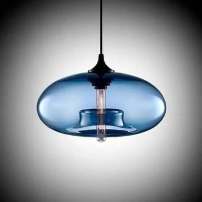Colorful LED Glass Pendant Lights for Restaurant - Blue / warm light bulb