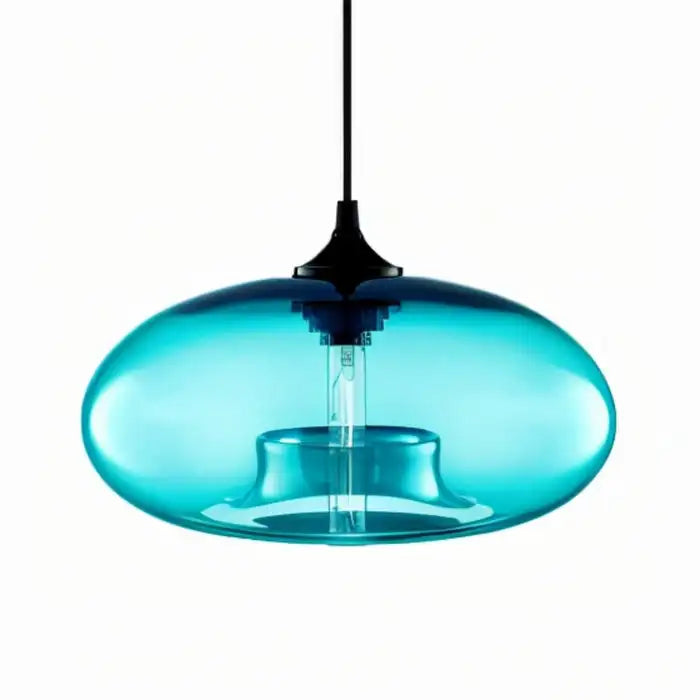 Colorful LED Glass Pendant Lights for Restaurant - Green / warm light bulb