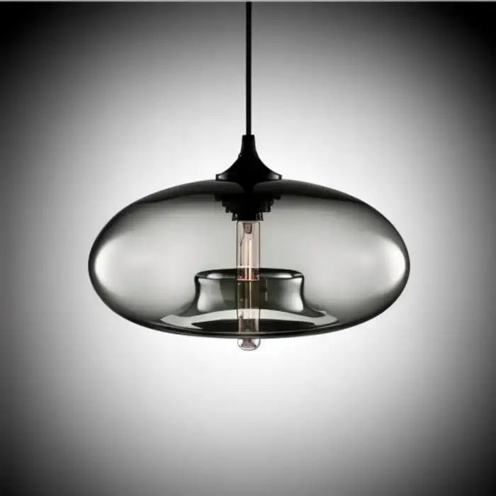 Colorful LED Glass Pendant Lights for Restaurant - Smoky gra / warm light bulb