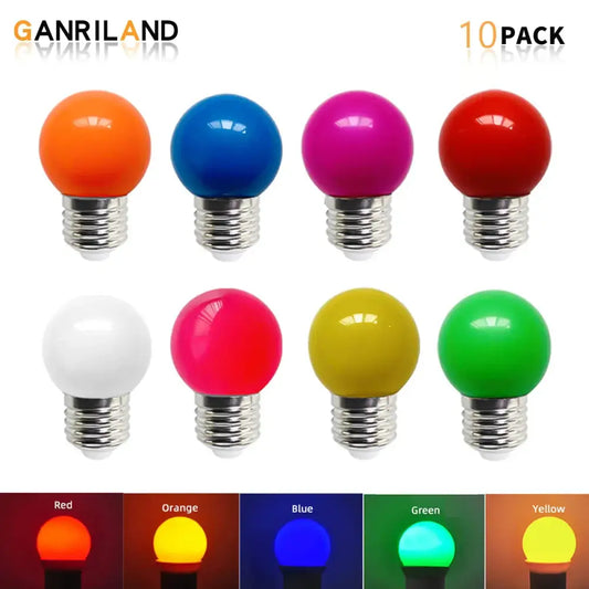A vibrant 10-pack of decorbites colorful led string light shatterproof globe bulbs with metallic screw bases for bedroom decor
