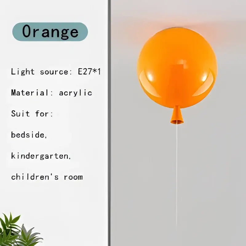Orange acrylic kids balloon pendant light by decorbites for colorful multi color kids bedroom decor