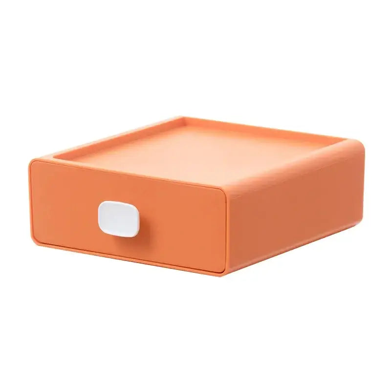 Orange plastic drawer organizer with white handle for decorbites desktop cosmetic storage box bedroom use