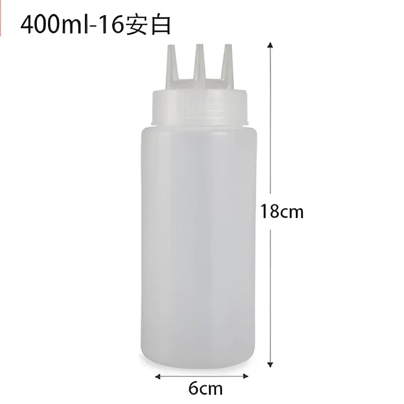 Transparent plastic decorbites condiment squeeze bottle set with three nozzles 400ml capacity kitchen use