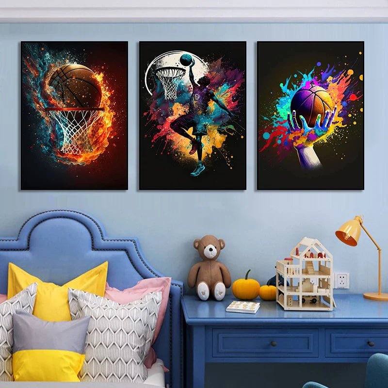 Colorful Nordic Basketball Sports Posters for Boys - Posters