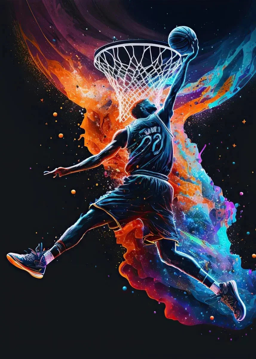 Colorful Nordic Basketball Sports Posters for Boys - L / 30X40cm No Framed - Posters
