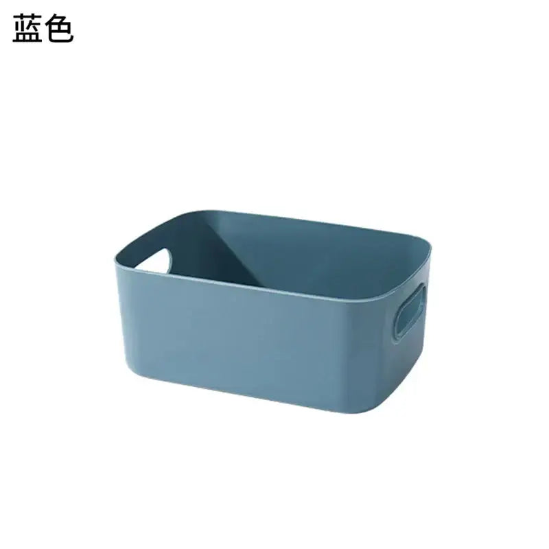 Blue rectangular plastic kitchenware storage container with integrated side handles for decorbites kitchenware storage