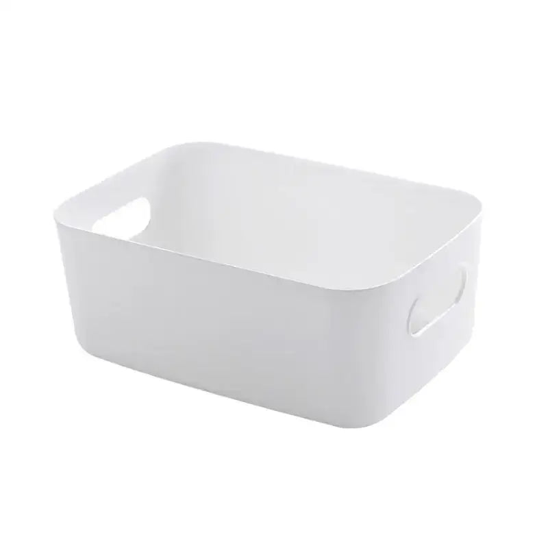 White rectangular plastic storage bin with integrated handles for decorbites kitchenware storage containers and dishes