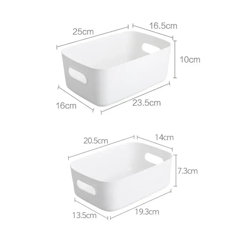 White rectangular plastic kitchenware storage containers with integrated handles for decorbites kitchenware storage solutions